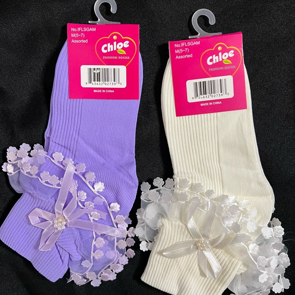 Little Girls Medium Ruffled Socks.  Colors-Variety - Picture 6 of 6